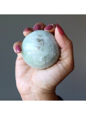 Fluorite Sphere Creamy Green Focus Concentration Crystal Ball Genius Stone Orb